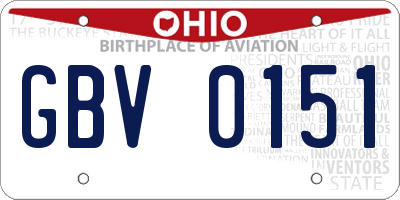 OH license plate GBV0151