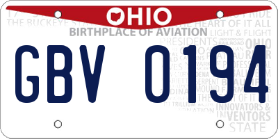OH license plate GBV0194