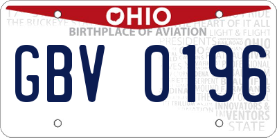 OH license plate GBV0196