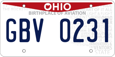 OH license plate GBV0231