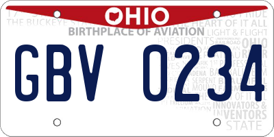 OH license plate GBV0234
