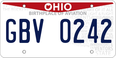 OH license plate GBV0242