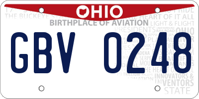 OH license plate GBV0248