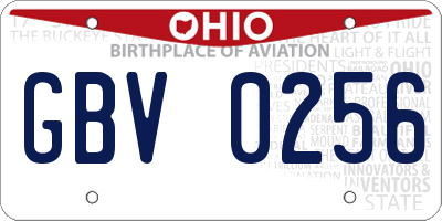 OH license plate GBV0256
