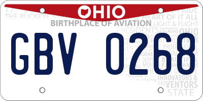 OH license plate GBV0268