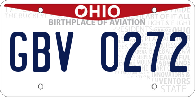OH license plate GBV0272