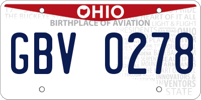 OH license plate GBV0278