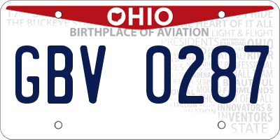 OH license plate GBV0287