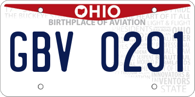 OH license plate GBV0291