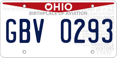 OH license plate GBV0293
