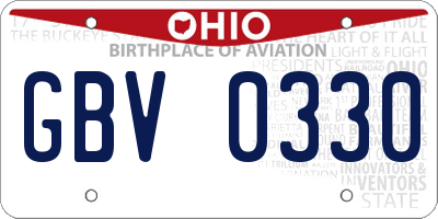 OH license plate GBV0330