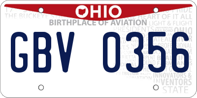 OH license plate GBV0356