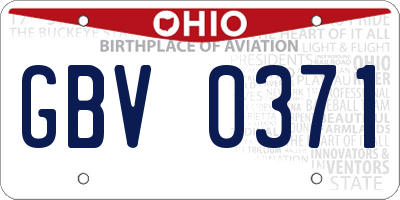 OH license plate GBV0371