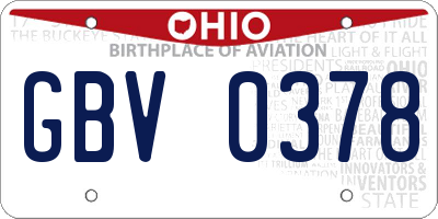 OH license plate GBV0378