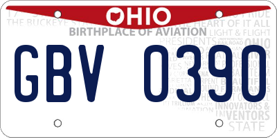 OH license plate GBV0390