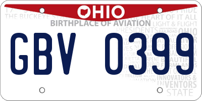 OH license plate GBV0399