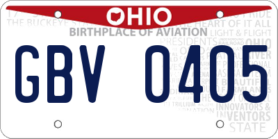 OH license plate GBV0405
