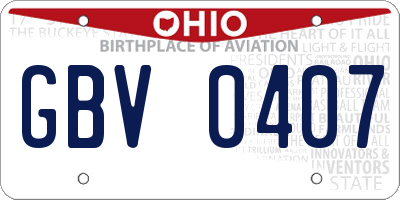 OH license plate GBV0407