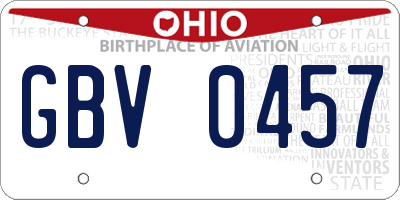 OH license plate GBV0457