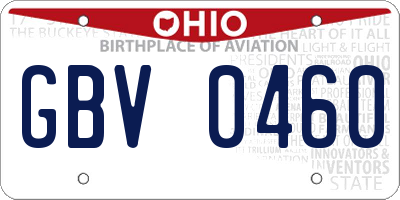 OH license plate GBV0460