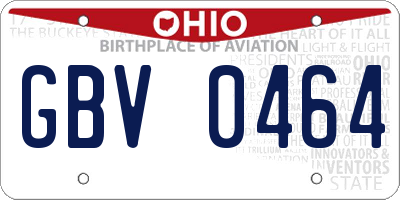 OH license plate GBV0464