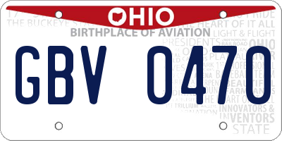 OH license plate GBV0470