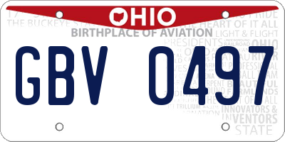 OH license plate GBV0497