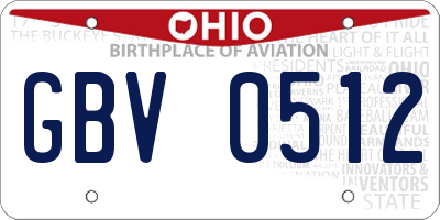 OH license plate GBV0512