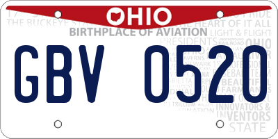 OH license plate GBV0520