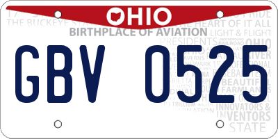 OH license plate GBV0525