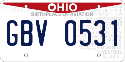OH license plate GBV0531