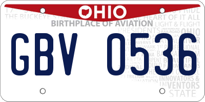 OH license plate GBV0536