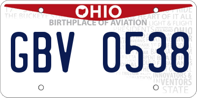 OH license plate GBV0538