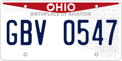 OH license plate GBV0547
