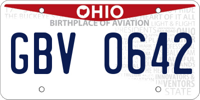 OH license plate GBV0642