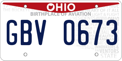 OH license plate GBV0673