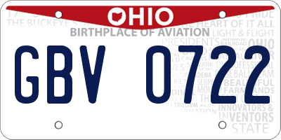 OH license plate GBV0722