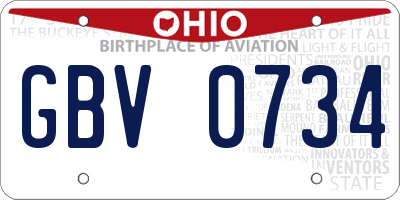 OH license plate GBV0734