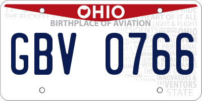 OH license plate GBV0766