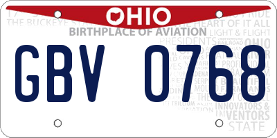 OH license plate GBV0768