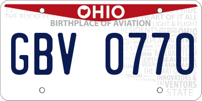 OH license plate GBV0770