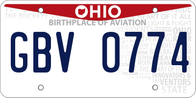 OH license plate GBV0774