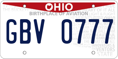OH license plate GBV0777