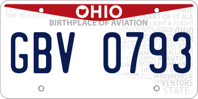 OH license plate GBV0793