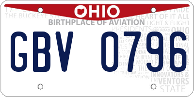 OH license plate GBV0796