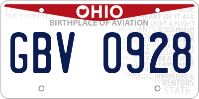 OH license plate GBV0928
