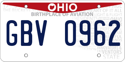 OH license plate GBV0962