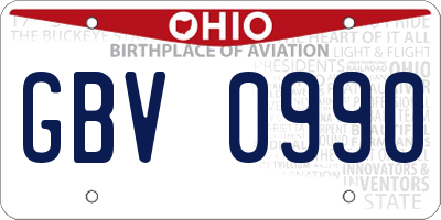 OH license plate GBV0990