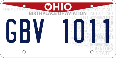 OH license plate GBV1011