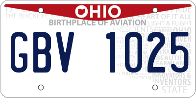OH license plate GBV1025